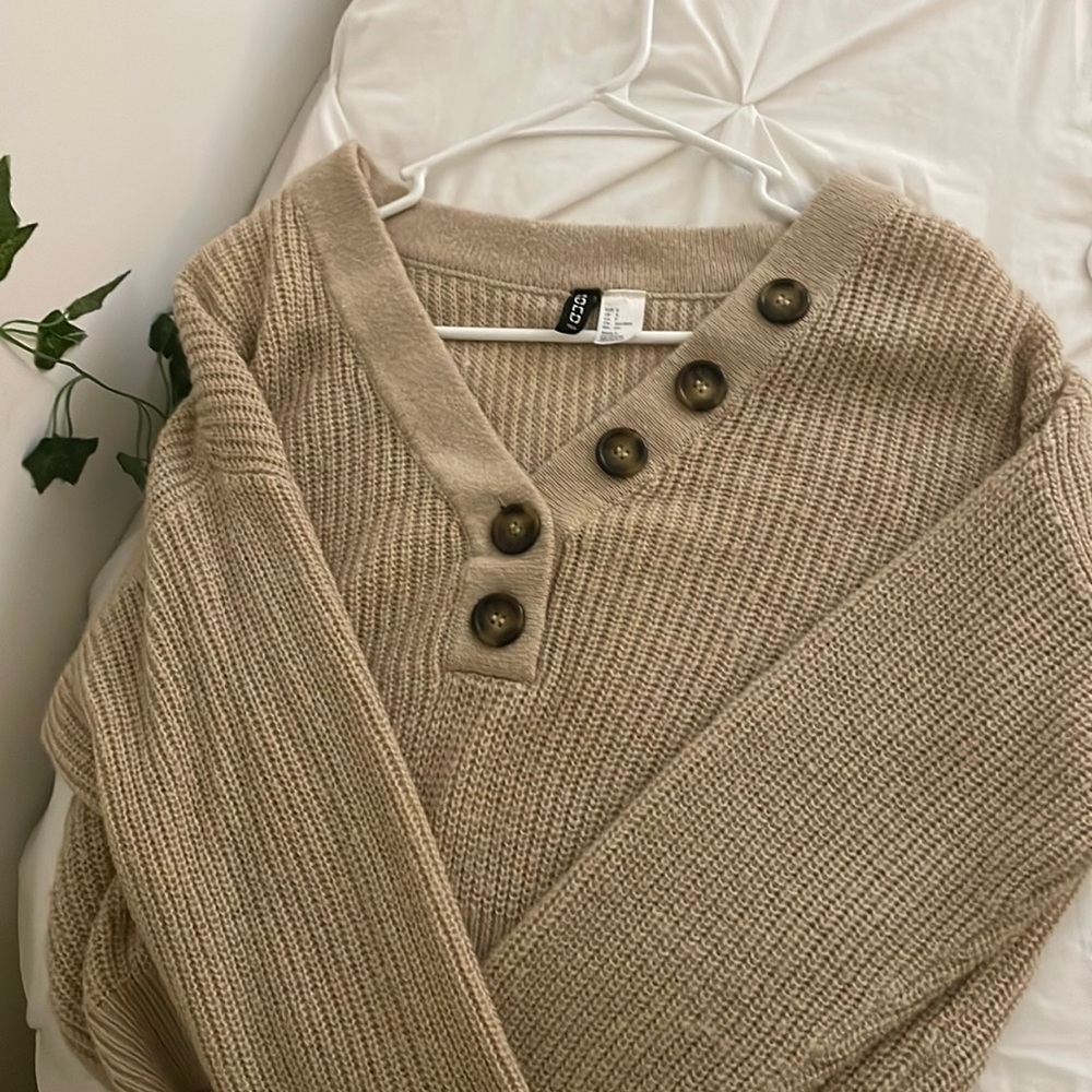 H&M Tan Button Sweater